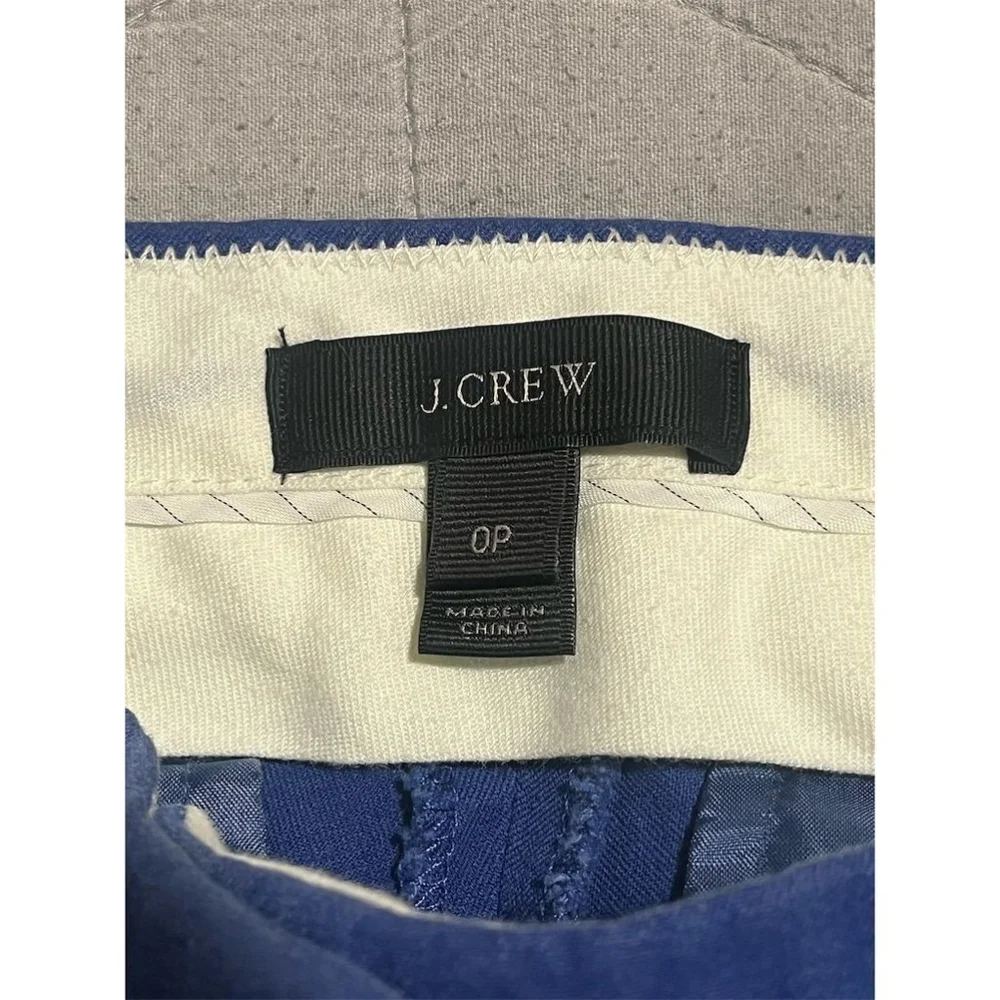 J Crew Cropped Pants Womens Size 0P Blue Stretch Straight Leg